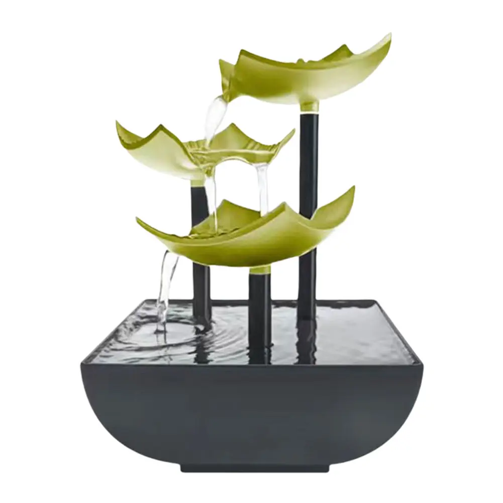 Indoor Relaxation Tabletop Fountain with LED Light Zen Meditation Waterfall Relaxing Sound Ornament for Home Office Decor