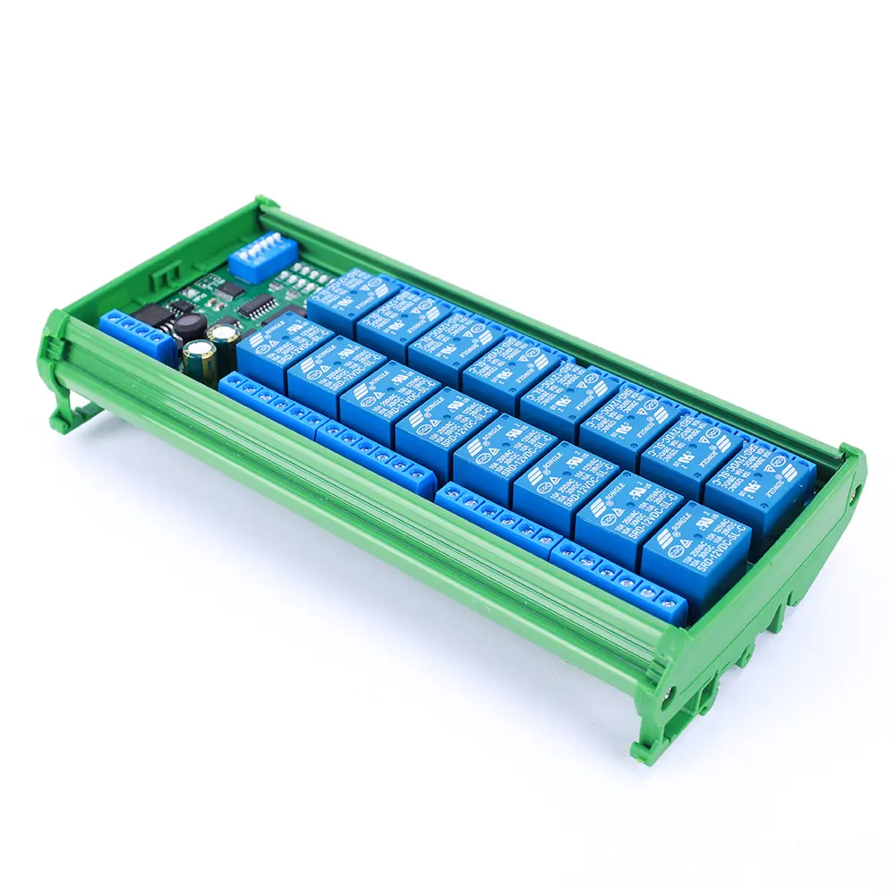 16 Channel Modbus RTU Switch Module RS485 Relay Module Control Switch Board for PLC PTZ Camera Motor LED