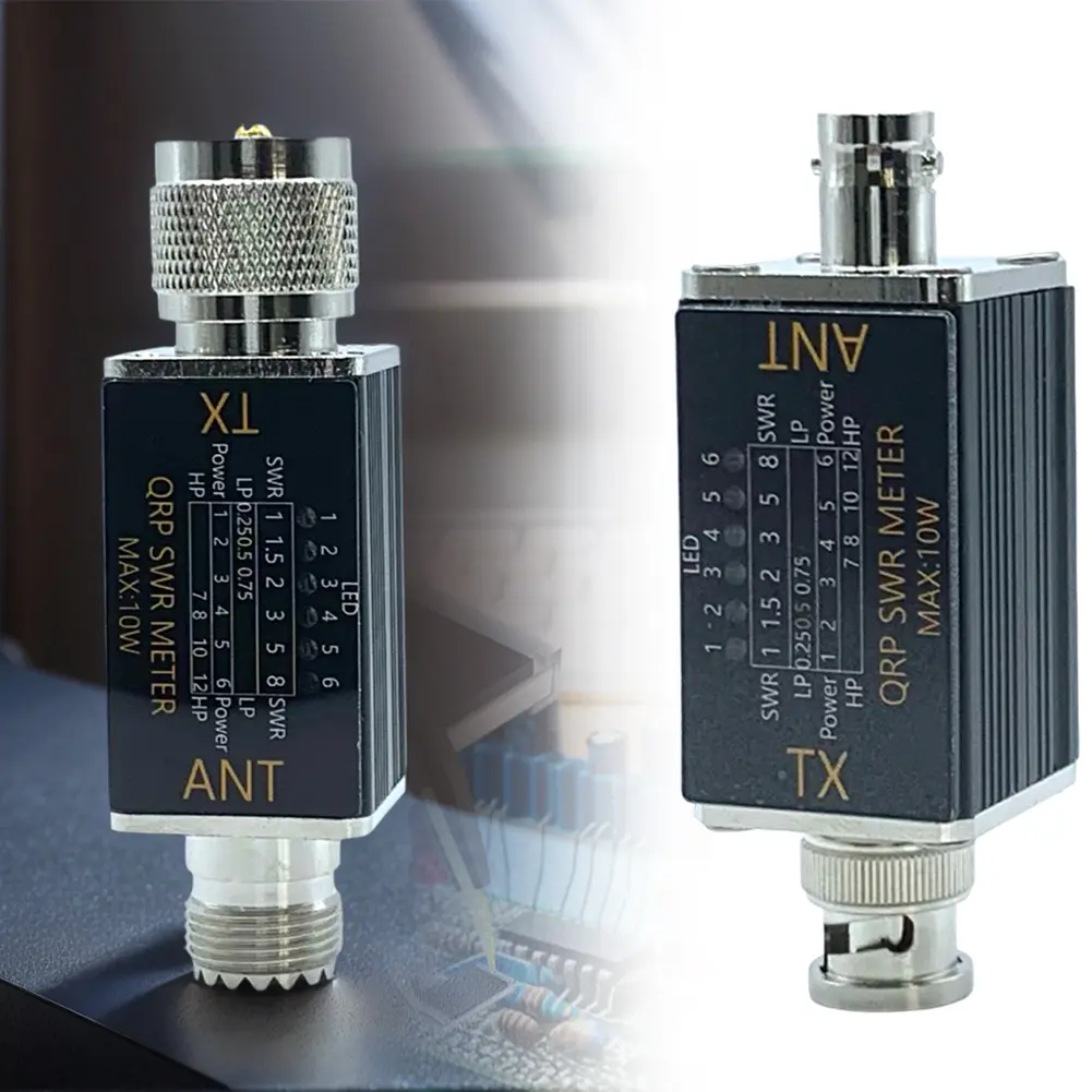 1- 30mhz 10W 6 LED SWR Meter Mini Power & SWR Meter No Batteries Required Shortwave SWR Power Meter LED Indicator SWR Meter