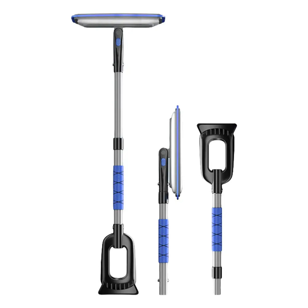 3-in-1 Extendable Ice Scraper Anti-Slip Retractable Snow Remover Front Windshield Ice Scraping Defrost Broom Car Accessories