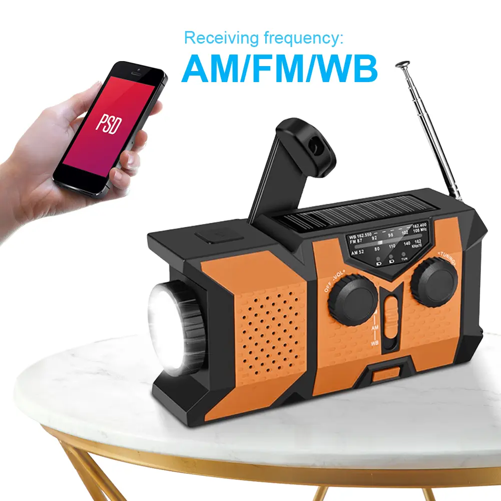 Hand Crank Emergency Radio Solar Powered Radio with Power Bank SOS Flashlight Portable Radio for Outdoor Camping and Emergency