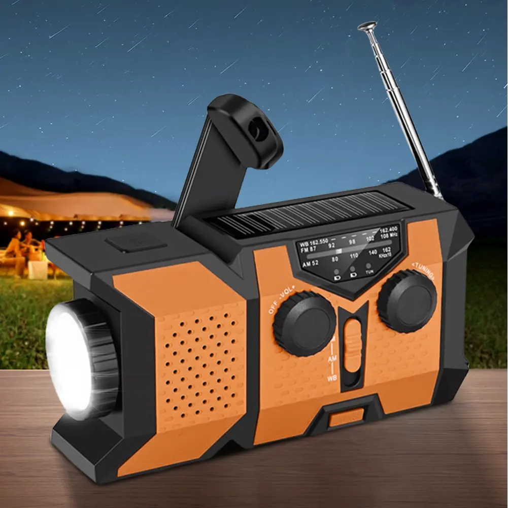 Hand Crank Emergency Radio Solar Powered Radio with Power Bank SOS Flashlight Portable Radio for Outdoor Camping and Emergency