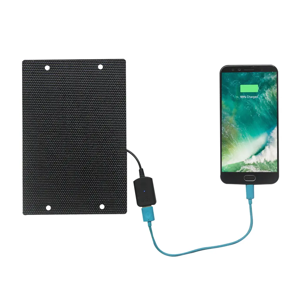 7W 5V ETFE Outdoor Cells Battery Charger IP65 Waterproof USB Monocrystalline Solar Charger for Charging 3.7V-5V Battery