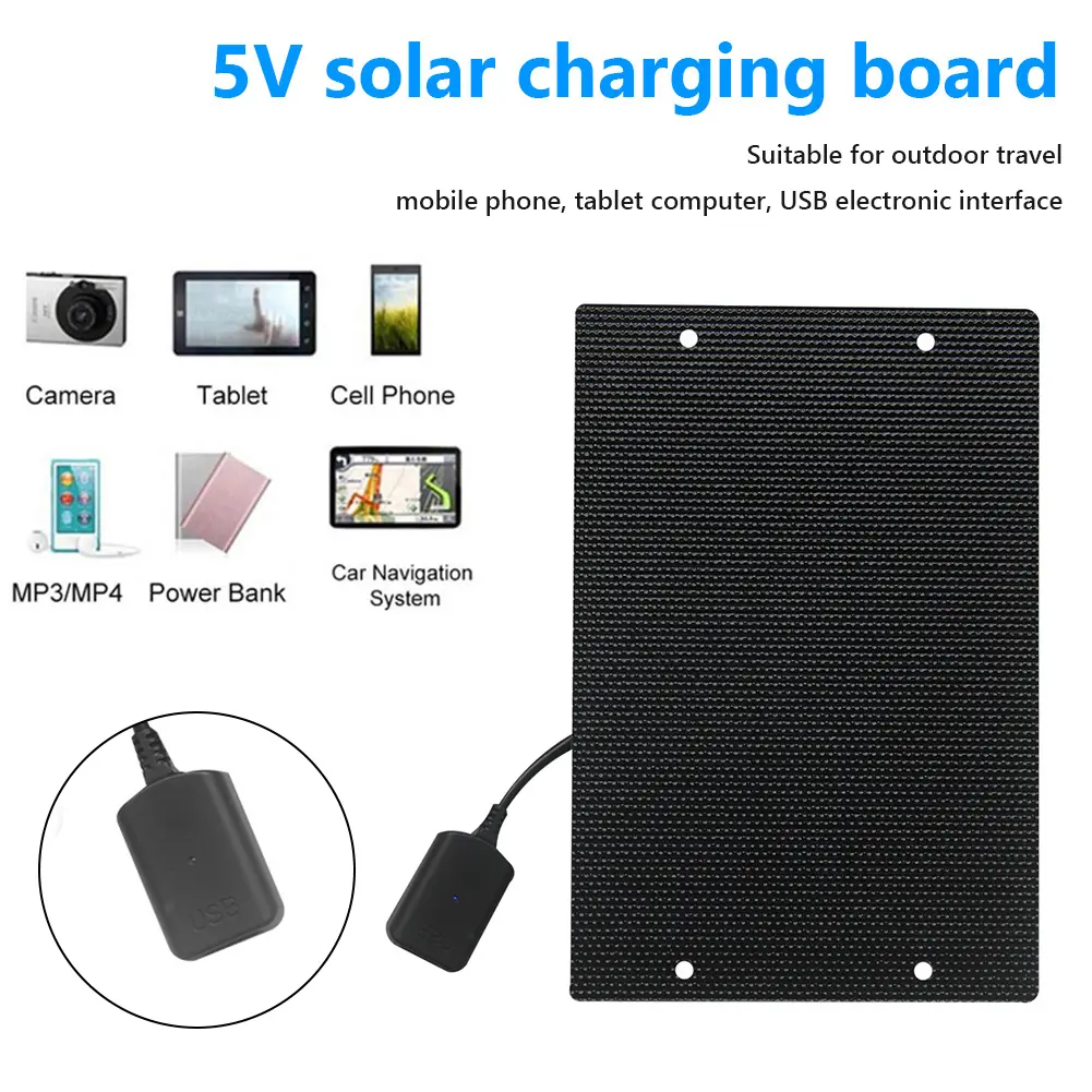 7W 5V ETFE Outdoor Cells Battery Charger IP65 Waterproof USB Monocrystalline Solar Charger for Charging 3.7V-5V Battery