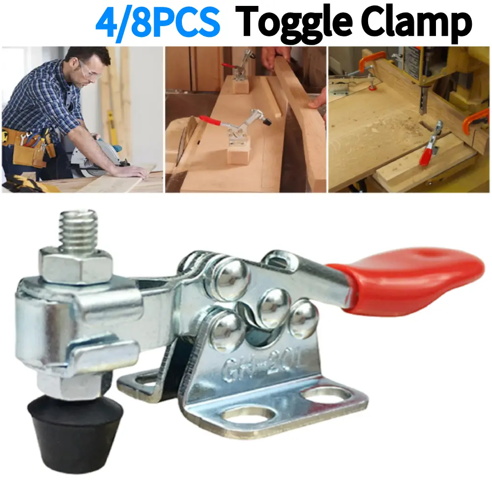 4/8PCS Toggle Clamp Horizontal Clamp Hand Tool Hold Down Clamp Workholding Clamp Chuck Fixing Clamp for Woodworking