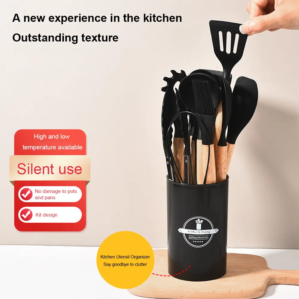 12Pcs Kitchen Utensil Set Cooking Tools Kit Spatula Spoon Brush Whisk Heat-Resistant Cookware Non-Stick Spatula Set for Kitchen