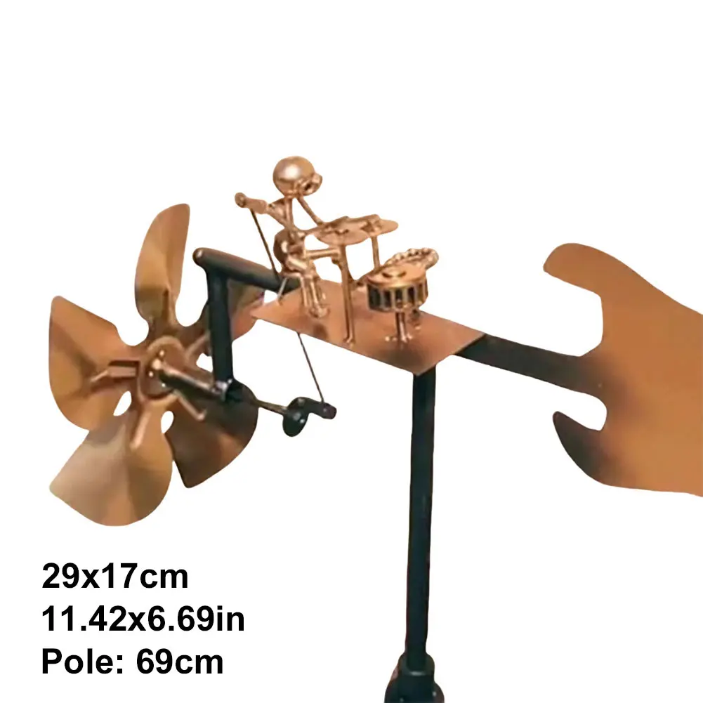 Metal Wind Spinner Beat The Drums with The Wind Decorative Wind Power Rock Art Statue for Garden Yard Patio Lawn Porch Backyard