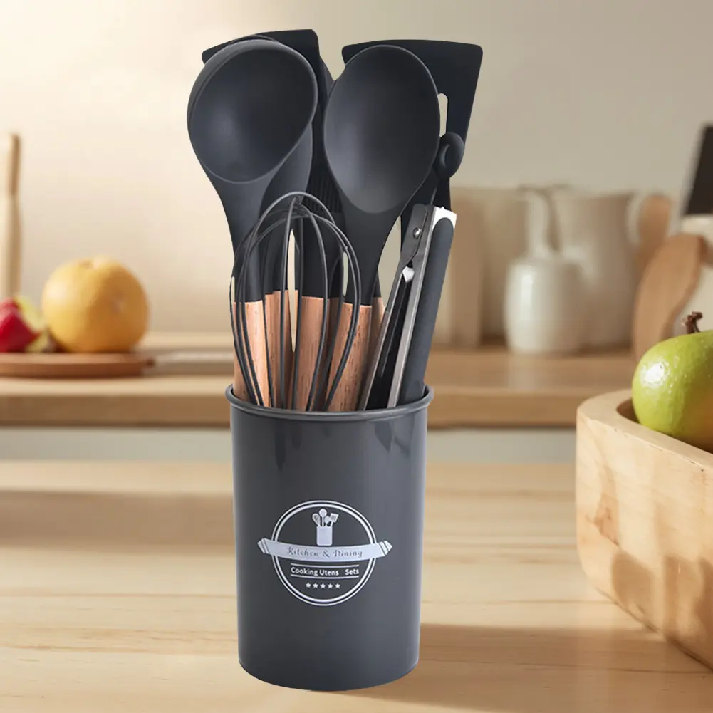 12Pcs Kitchen Utensil Set Cooking Tools Kit Spatula Spoon Brush Whisk Heat-Resistant Cookware Non-Stick Spatula Set for Kitchen