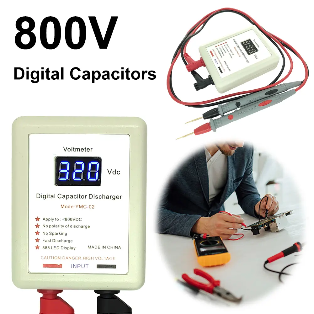 800V Digital Capacitor Fast Discharger Electrician Voltage Discharging Tool Spark Pen Matenance Protection for Electronic