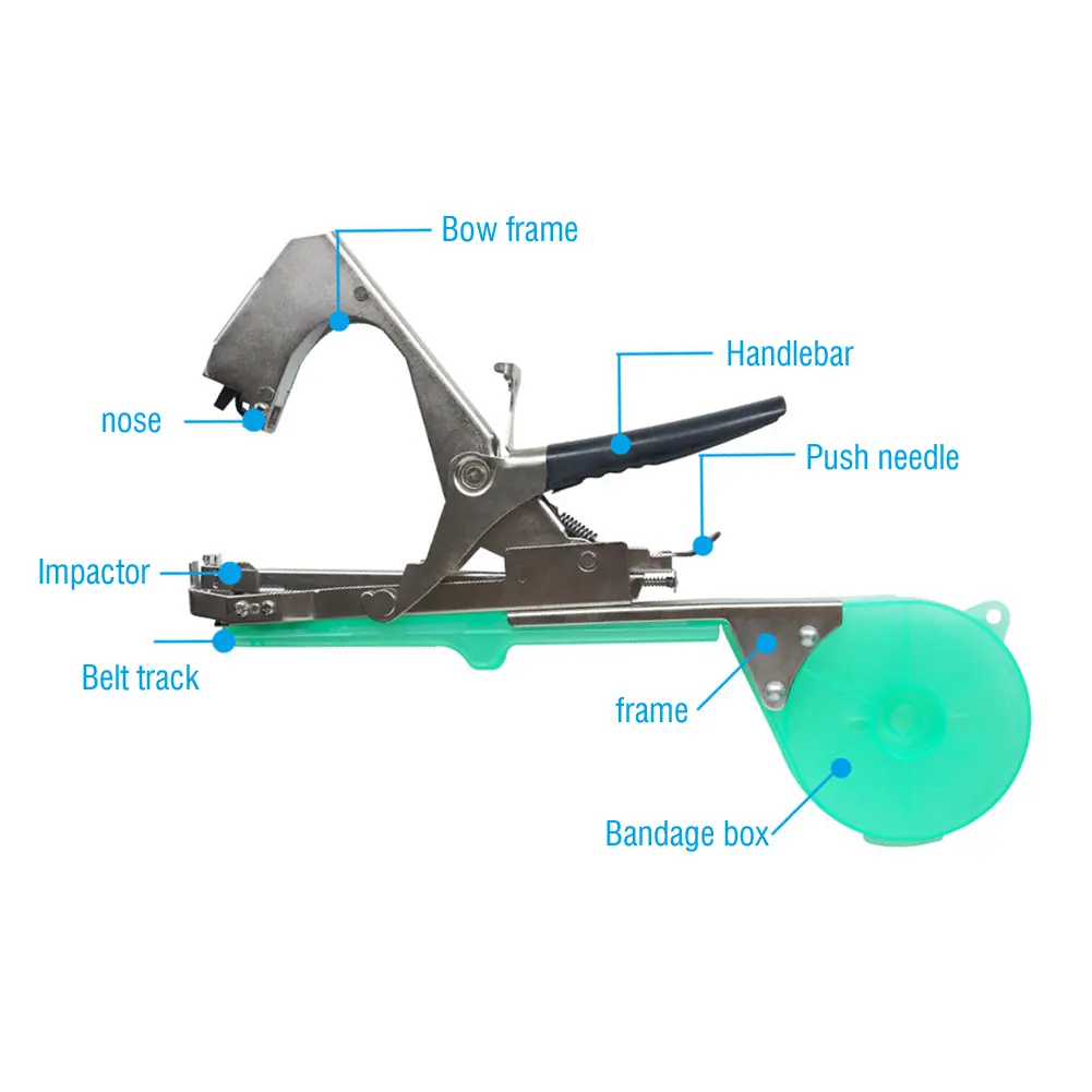 Plant Tying Machine with 6 Roll Tapes +1 Box Staples Hand Tying Binding Machine Plant Tying Tapetool for Vegetables Pepper Vines