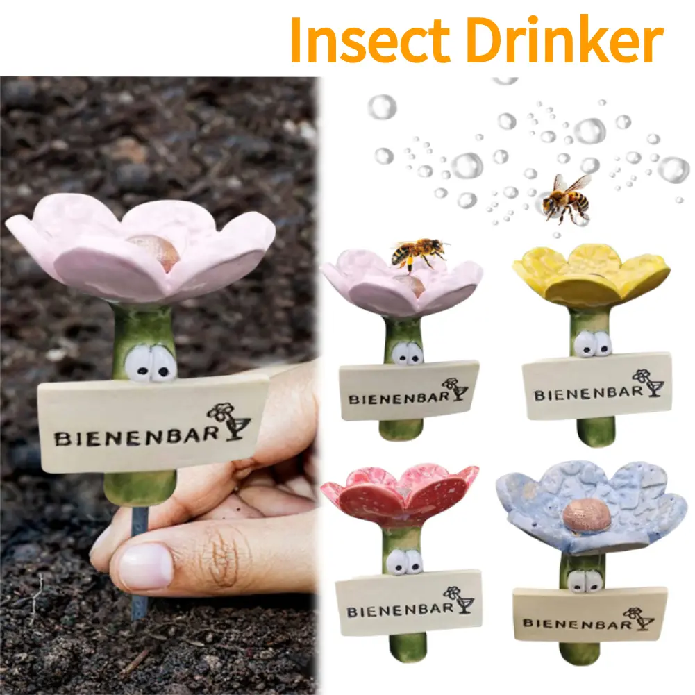 Insect Drinker Resin Simulated Flower Shaped Insect Drinking Tool Bee Drinkers Butterfly Drinking Cups Outdoor Garden Yard Decor