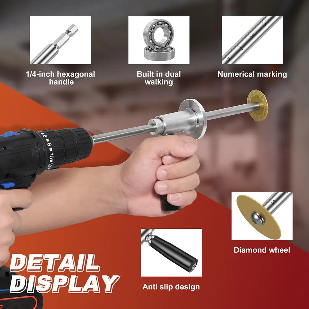 Inside PVC Pipe Cutter Internal Plastic Pipe Cutter with 1/4in Hex Shank Plumbing Internal Cutter for 1-1/2in- 8in PVC Pipe