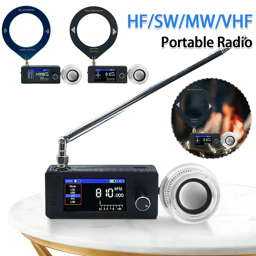 SI4732 0.5-108mhz Portable Radio LSB USB AM FM Pocket Radio 1.9inch IPS Screen Mini Radio with External Speaker for Home Outdoor