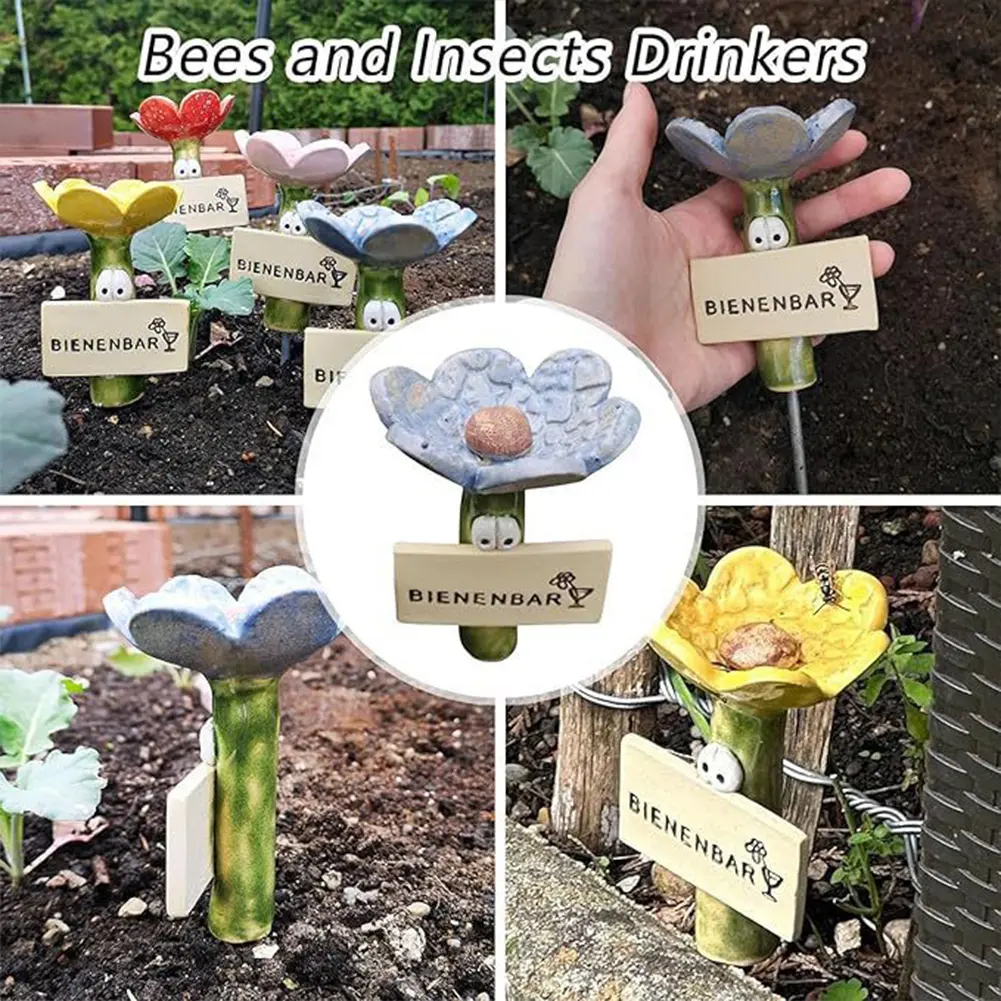 Insect Drinker Resin Simulated Flower Shaped Insect Drinking Tool Bee Drinkers Butterfly Drinking Cups Outdoor Garden Yard Decor