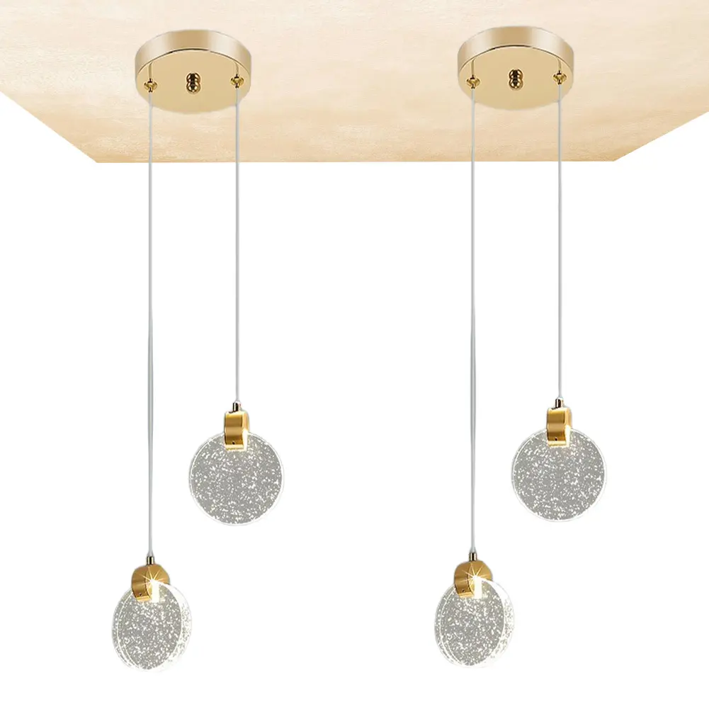 Modern LED Pendant Light Crystal Hanging Light Decorative Chandelier Long Hanging Light Gold 3 Light Color for Kitchen Bedroom