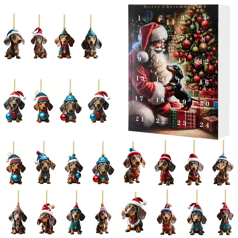 2024 24 Day Christmas Advent Calendar Dachshunds Cute Christmas Countdown Calendar Collectible Funny Dog Set Gift for Him Her