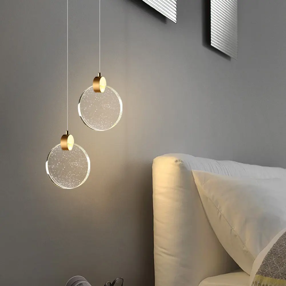 Modern LED Pendant Light Crystal Hanging Light Decorative Chandelier Long Hanging Light Gold 3 Light Color for Kitchen Bedroom