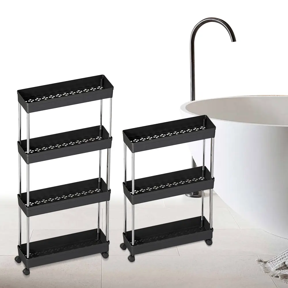 Bathroom Storage Rack with Wheels Movable Storage Organizer Multi-purpose Narrow Storage Rack for Bedroom Organization Storage