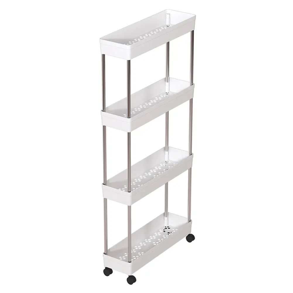 Bathroom Storage Rack with Wheels Movable Storage Organizer Multi-purpose Narrow Storage Rack for Bedroom Organization Storage