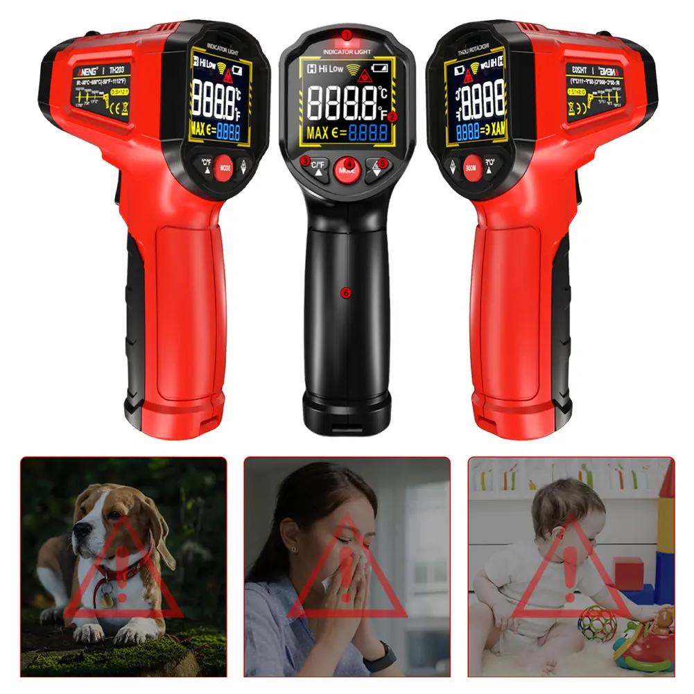 Digital Smart Industrial Infrared Thermometer -50~600℃ IR Thermometer Gun VA Reverse Color Screen Temperature Meter