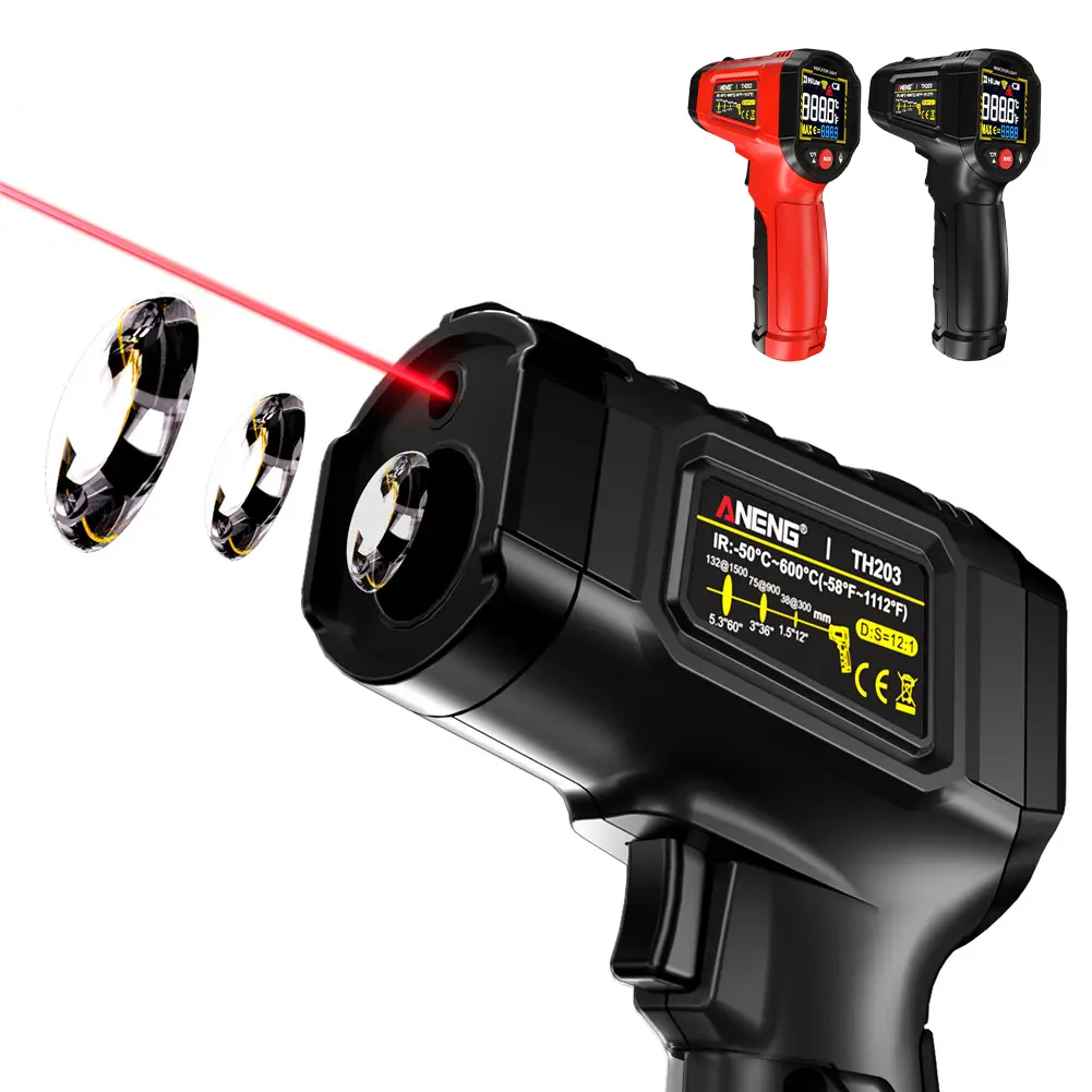 Digital Smart Industrial Infrared Thermometer -50~600℃ IR Thermometer Gun VA Reverse Color Screen Temperature Meter