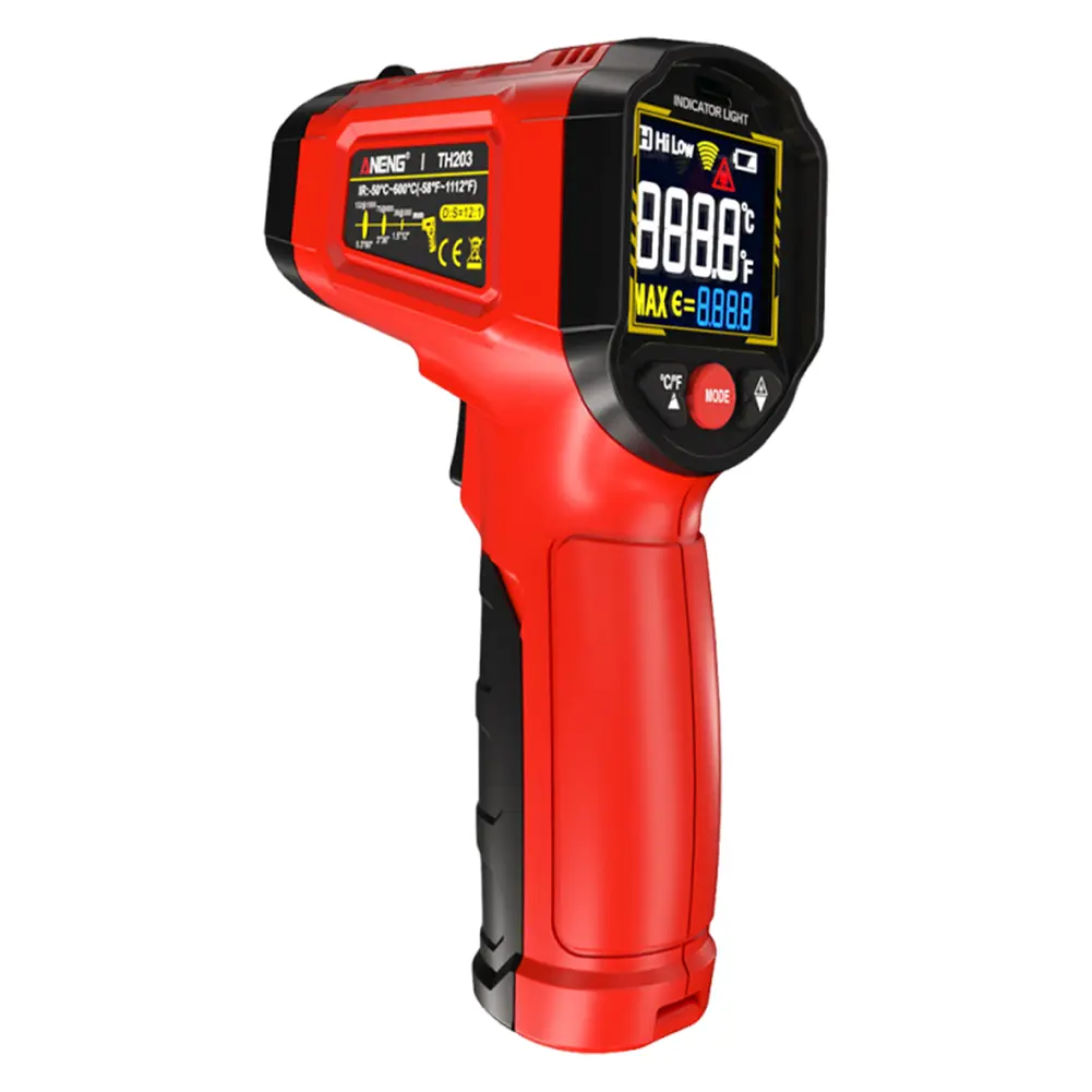 Digital Smart Industrial Infrared Thermometer -50~600℃ IR Thermometer Gun VA Reverse Color Screen Temperature Meter