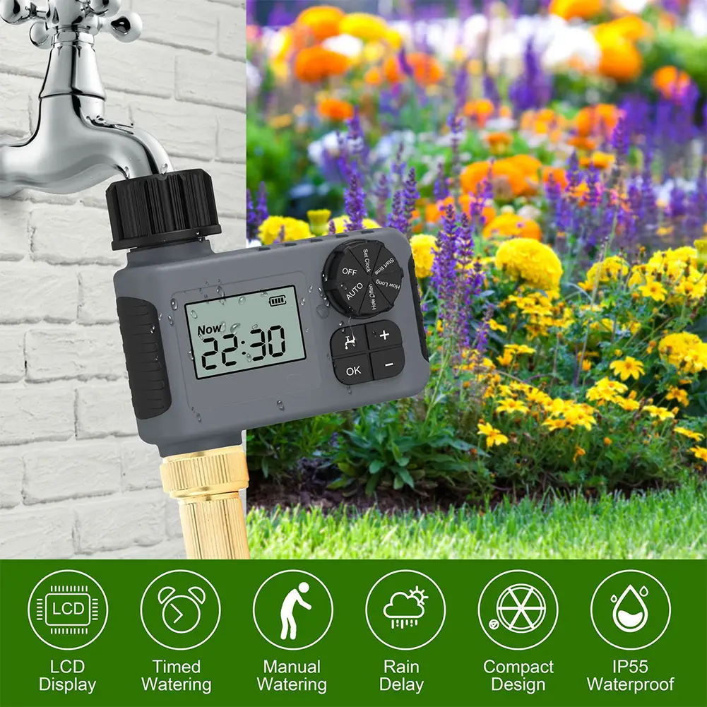 Automatic Irrigation Watering Timer Battery Powered Smart Irrigation Timer Intelligent Sprinkler Timer for Outdoor Garden Lawn