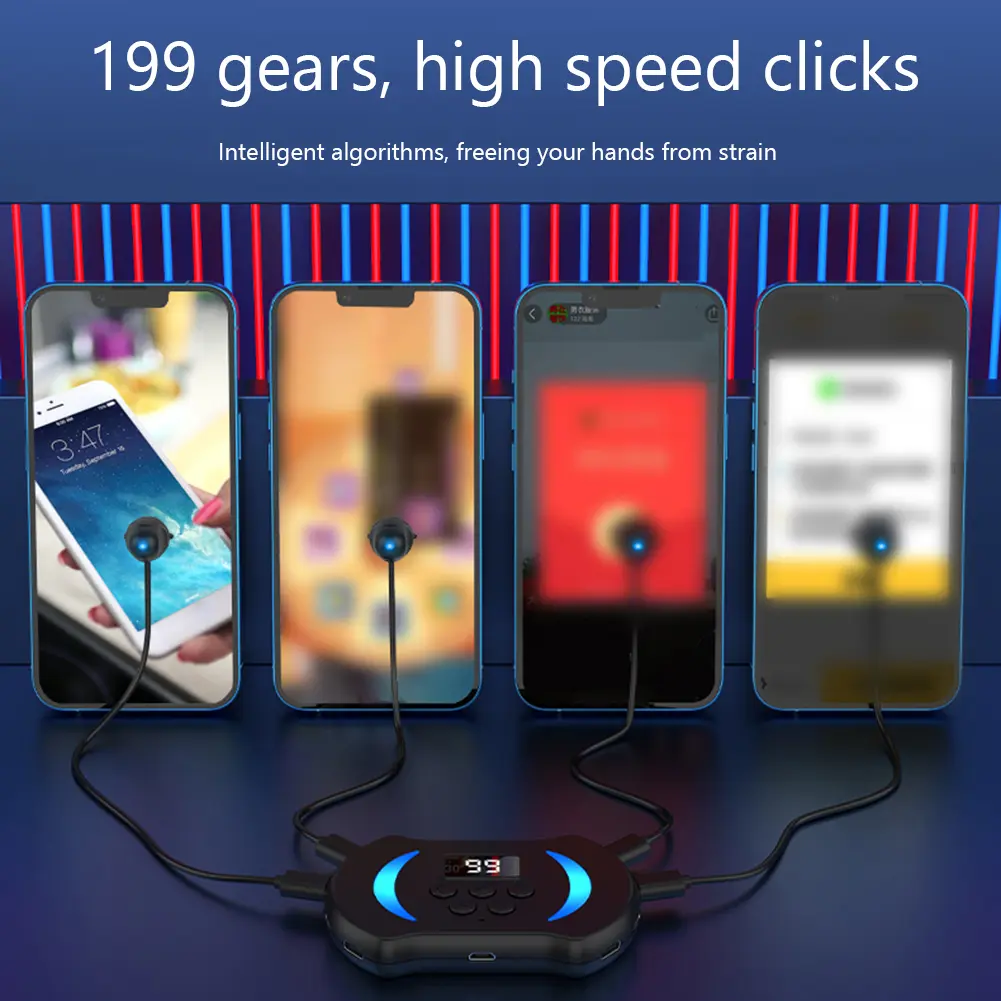 Mobile Phone Screen Auto Clicker with Digital Display & Blue Light Auto Tapper Taps for Games Live Broadcasts Deal Reward Tasks