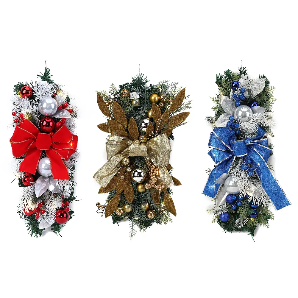 Door Hanging Wreaths Rattan Reusable Exquisite Upside Down Xmas Tree Pendants Xmas Trees Garlands for Shopping Mall