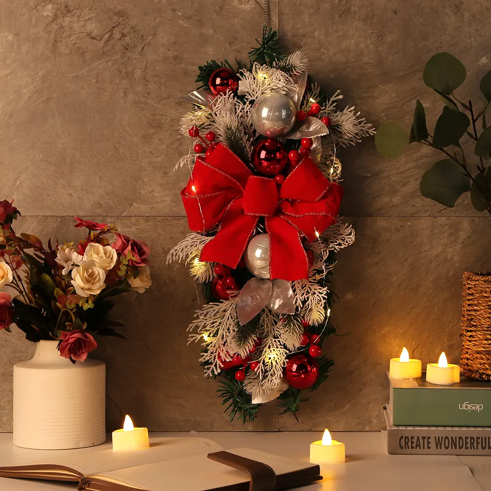 Door Hanging Wreaths Rattan Reusable Exquisite Upside Down Xmas Tree Pendants Xmas Trees Garlands for Shopping Mall