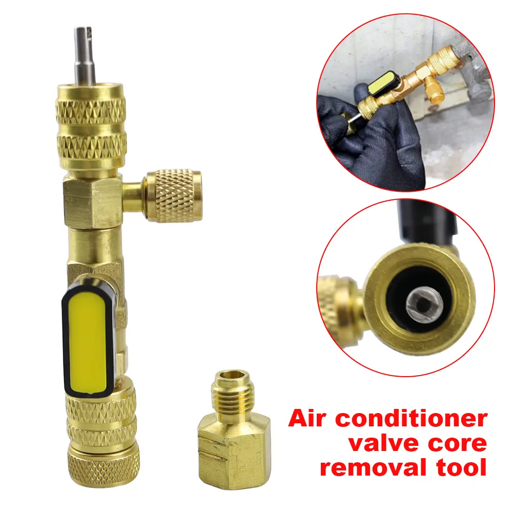 Valve Core Remover/Installer with Dual Size R410A R22 Valve Core Remover Installer Tool SAE 1/4 & 5/16 Port for HVAC R410A R22