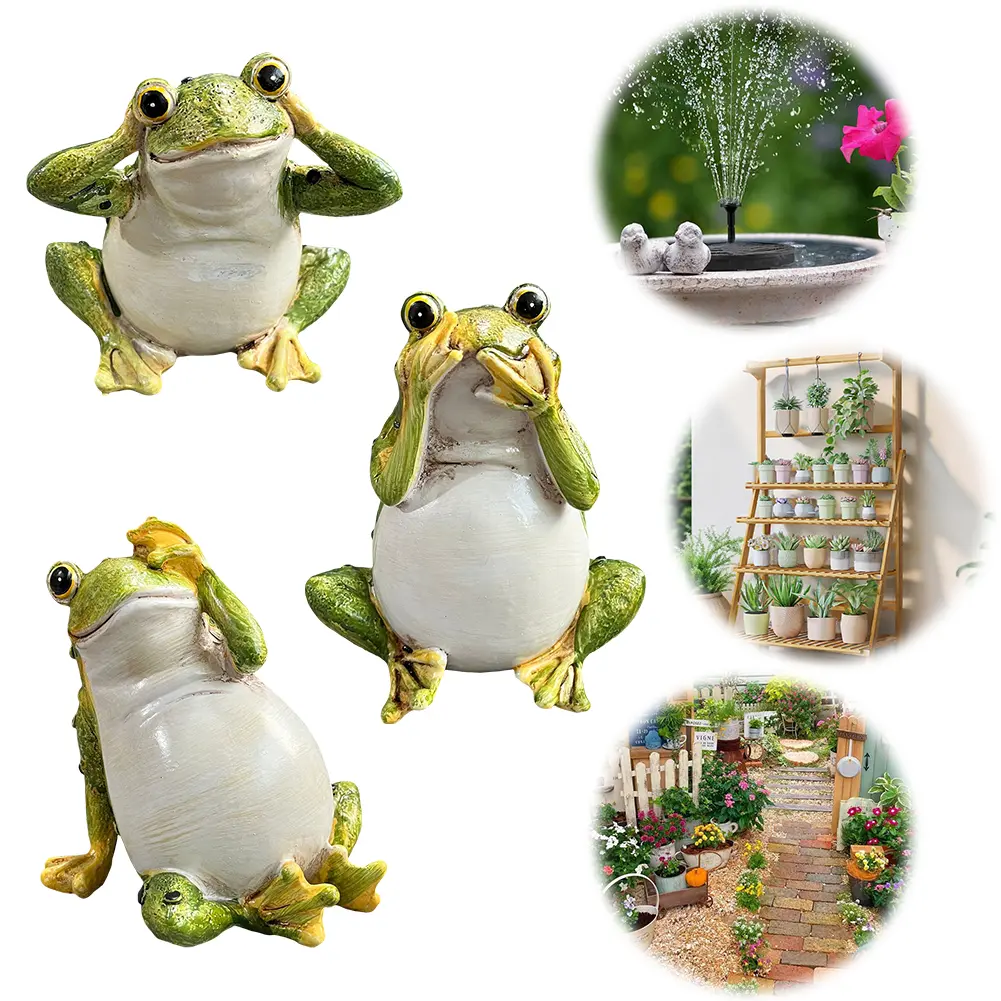Funny Frog Sculpture Resin Creative Frogs Figurine Decor Realistic Frog Model for Outdoor Garden Patio Pond Decor