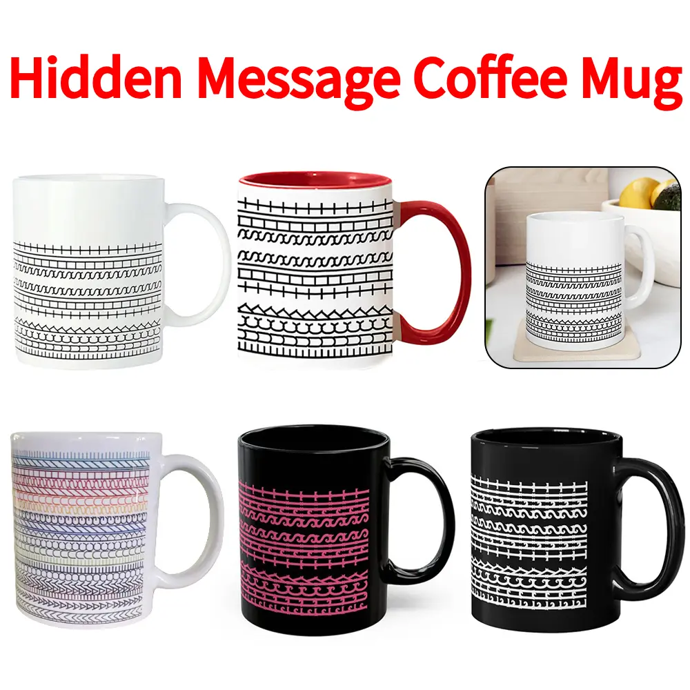 Hidden Message Coffee Mug Ceramic Coffee Mug Microwave-Safe Drinkware Funny Coffee Cup Modern Coffee Lover Cup Gift