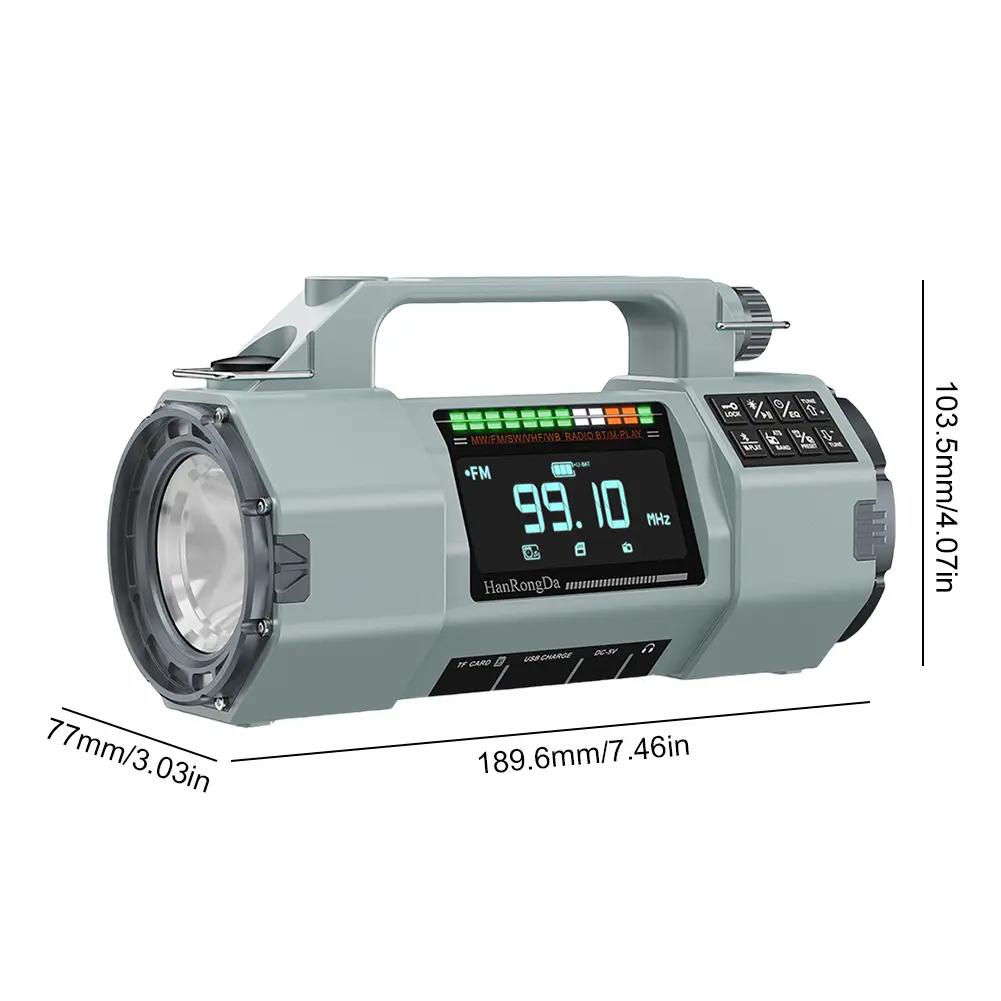 Hand Crank Emergency Radio with SOS Alarm LED Flashlight BT Speaker Portable Radio Solar Radio for Indoor Outdoor Emergencies