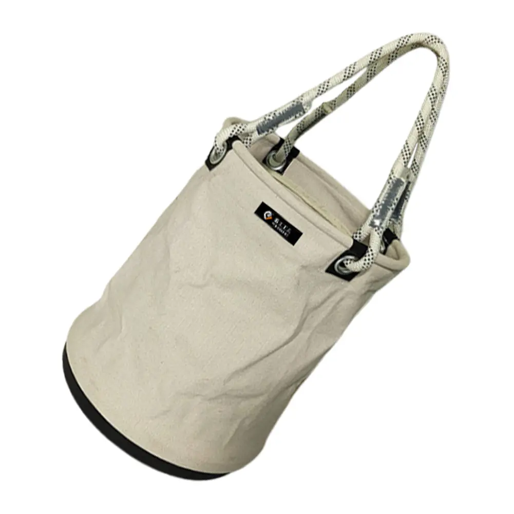 Canvas Tool Bucket Bag with Plastic Bottom Tool Storage Bucket All-Purpose Tool Bucket for Electrician for Garden Cleaning Tool