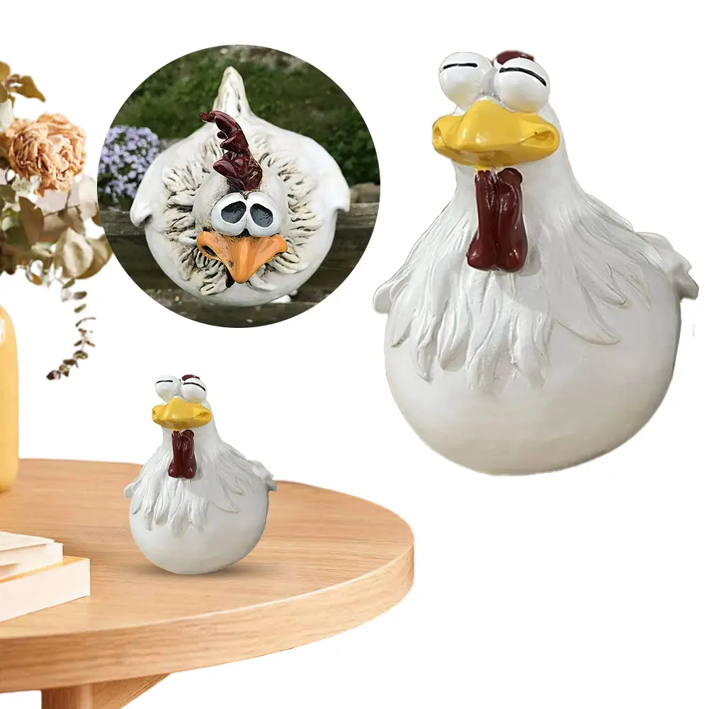 3Pcs Creative Rooster Decorative Figurine Rooster Decor Desktop Ornament Chicken Fence Decor Rustic Funny for Housewarming Gifts