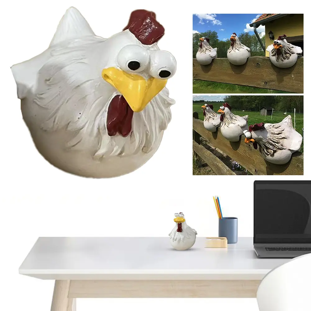 3Pcs Creative Rooster Decorative Figurine Rooster Decor Desktop Ornament Chicken Fence Decor Rustic Funny for Housewarming Gifts