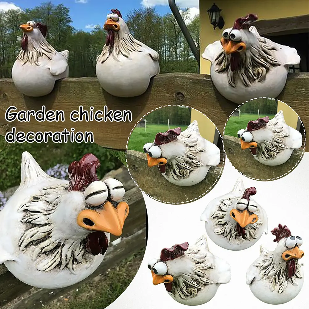 3Pcs Creative Rooster Decorative Figurine Rooster Decor Desktop Ornament Chicken Fence Decor Rustic Funny for Housewarming Gifts