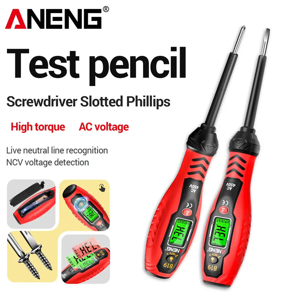 B19 Voltmeter Tester Pen Buzzer Alarm Diagnostic Breakpoint Finder Non-Contact Test Voltage Measurement Tool for Household