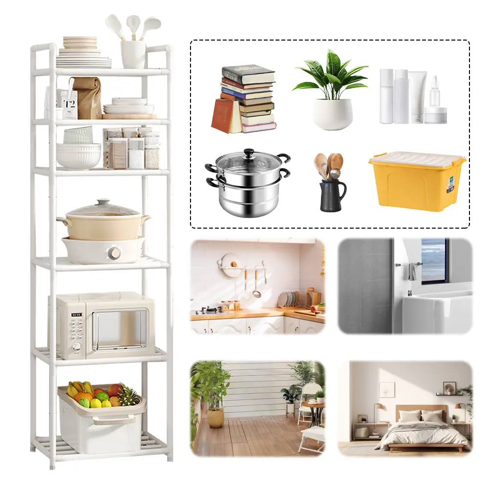 6 Tier Metal Storage Shelf Multi-Function Utility Shelf Storage Rack Shelving Unit Pantry Shelves for Cooker Tableware