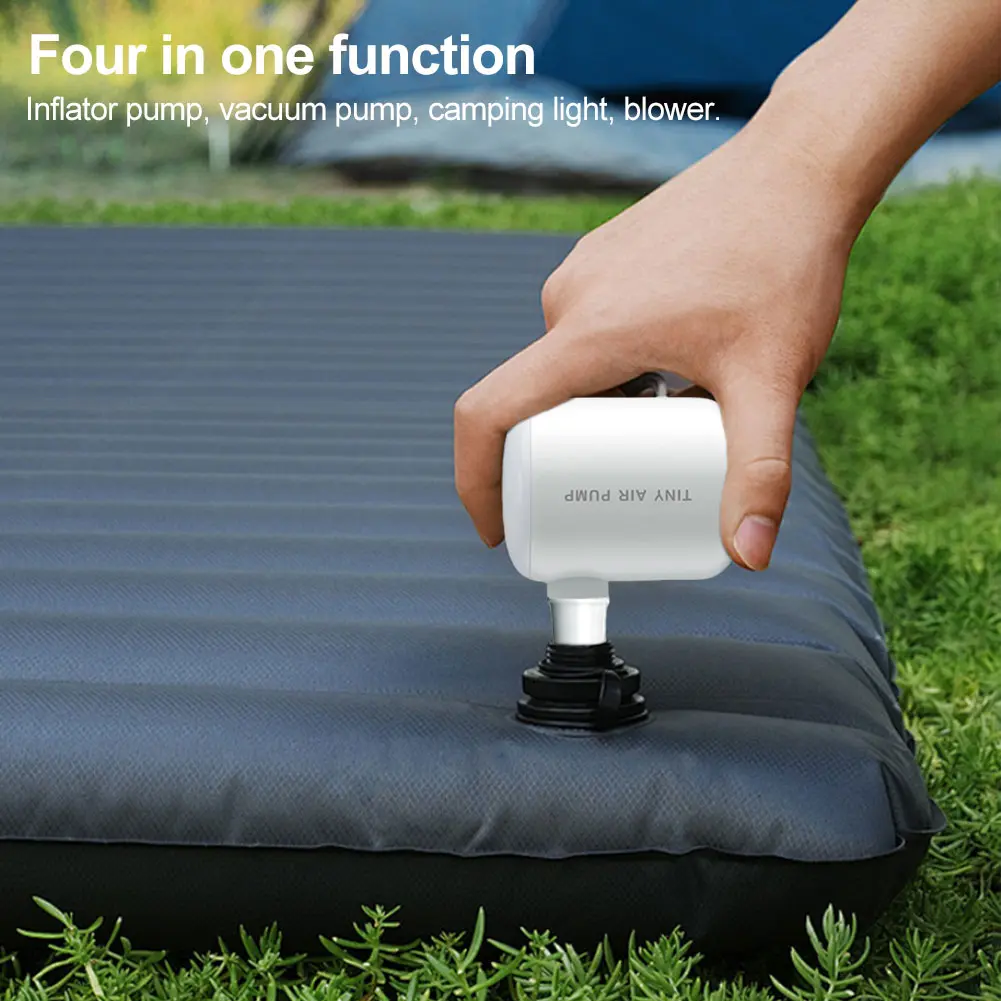 Camping Light Electric Air Pump 4000Pa Mini Inflate Deflate Pump 3 Lighting Modes Outdoor Inflator Pump for Air Mattresses Beds