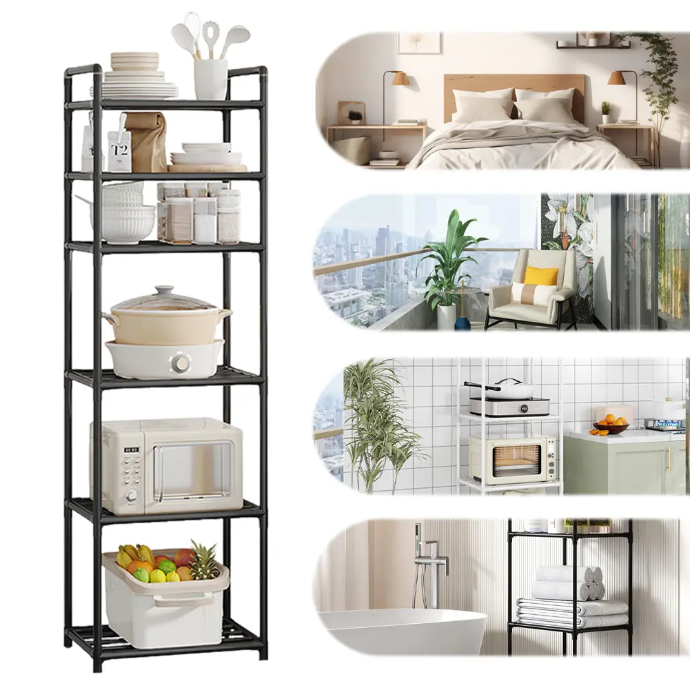 6 Tier Metal Storage Shelf Multi-Function Utility Shelf Storage Rack Shelving Unit Pantry Shelves for Cooker Tableware