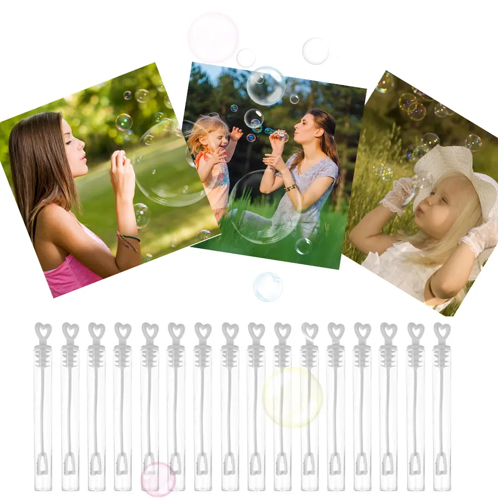 60pcs Bubble Maker Novelty Love Heart Wand Tube Filled Bubbles Tubes Birthday Party Decor Party Prop Gifts