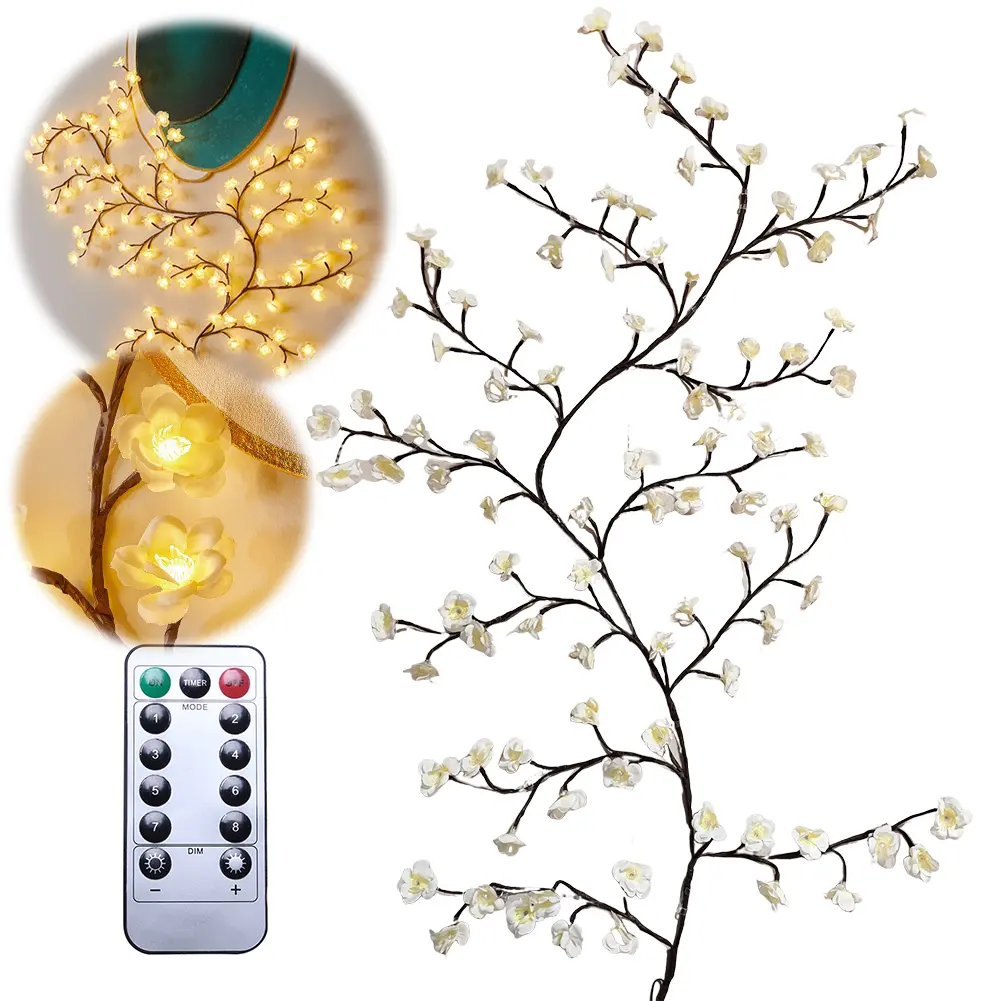 48/72/96/144LED Blossom Plum Night Light USB Charging Bendable Branch Light Remote Control for Christmas Party Wall Decoration