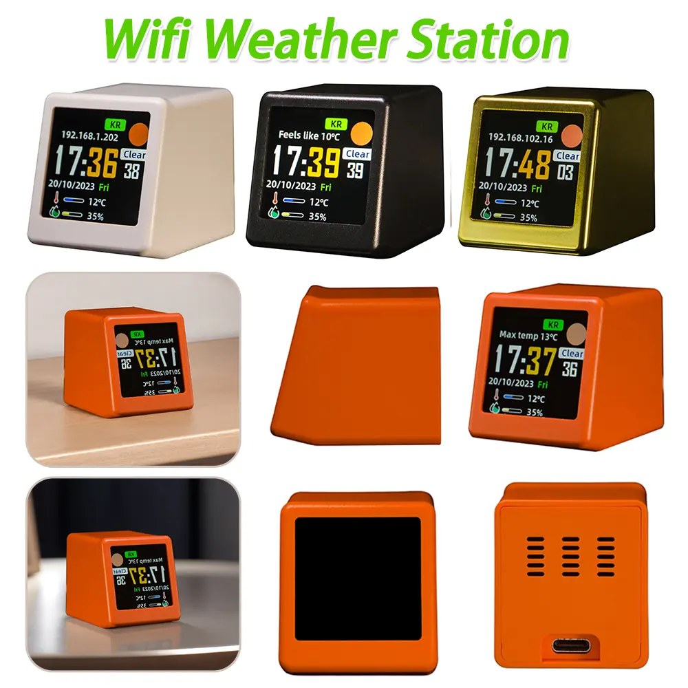 WiFi Wireless Weather Station Portable Color Display Digital Calendar Plug In Temperature and Humidity Monitor for Home Decor