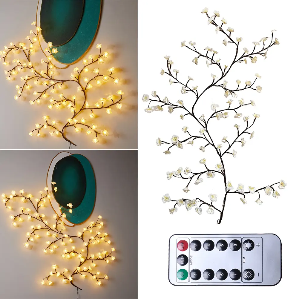 48/72/96/144LED Blossom Plum Night Light USB Charging Bendable Branch Light Remote Control for Christmas Party Wall Decoration
