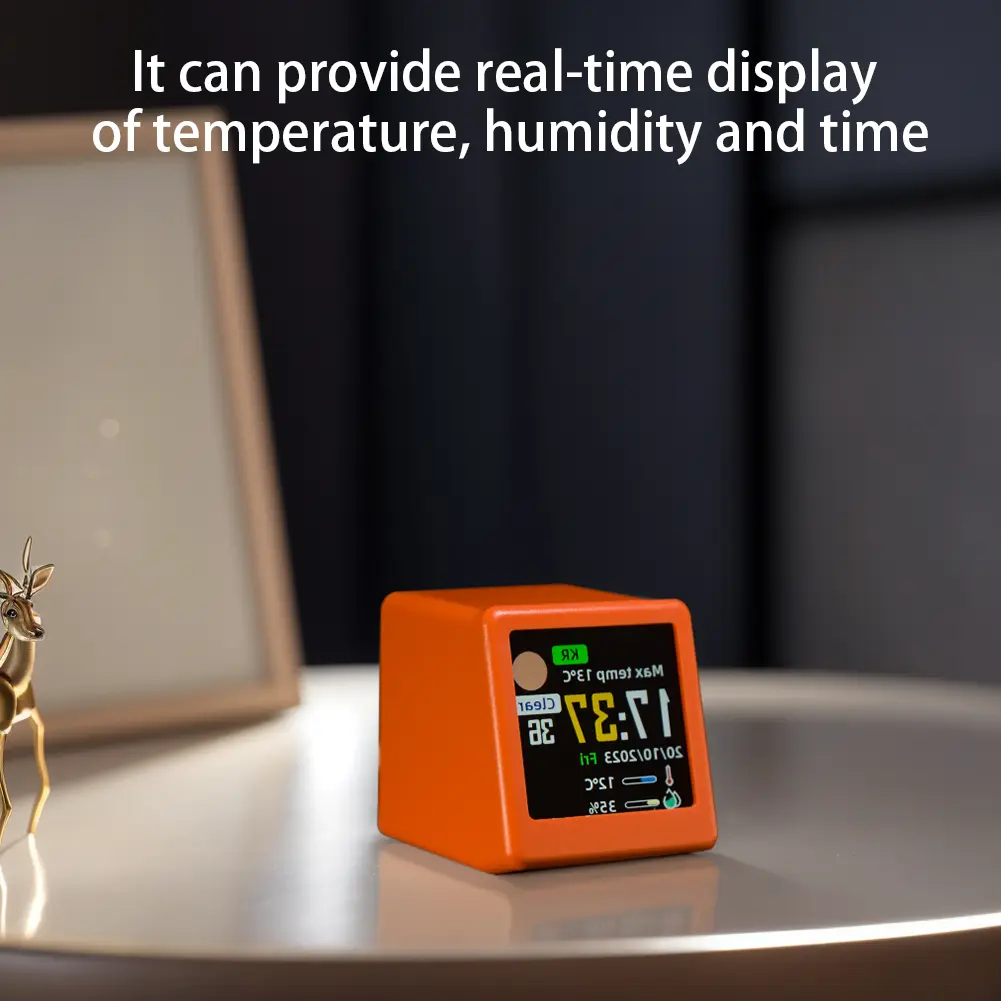 WiFi Wireless Weather Station Portable Color Display Digital Calendar Plug In Temperature and Humidity Monitor for Home Decor