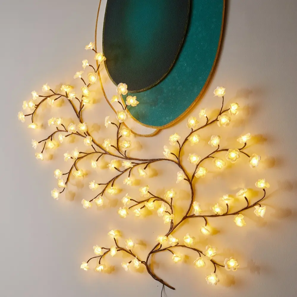 48/72/96/144LED Blossom Plum Night Light USB Charging Bendable Branch Light Remote Control for Christmas Party Wall Decoration