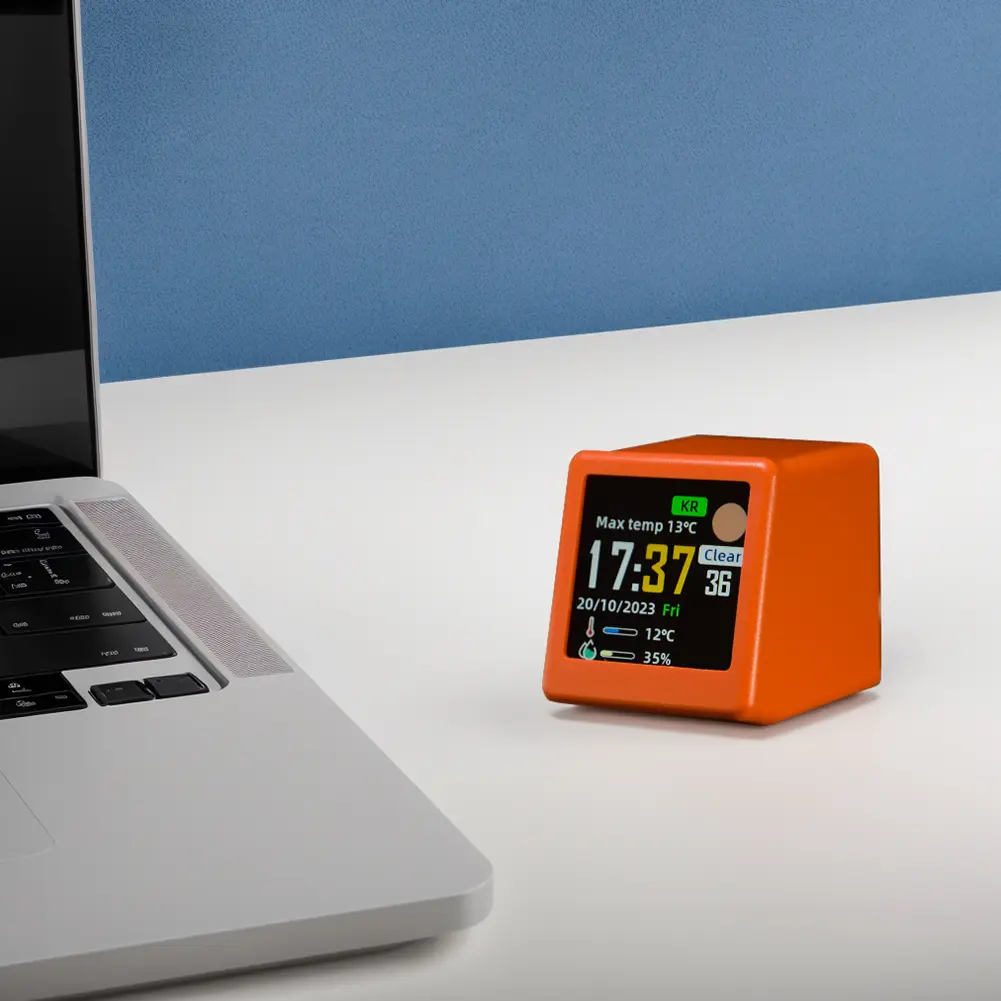 WiFi Wireless Weather Station Portable Color Display Digital Calendar Plug In Temperature and Humidity Monitor for Home Decor