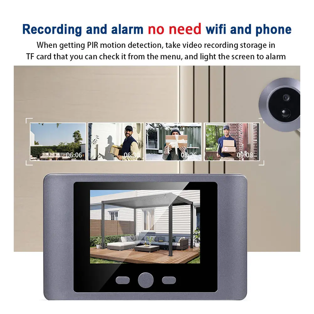 Mini Peephole Smart Wireless Door Viewer Camera PIR Motion Detection Digital Door Viewer 2.8 Inch Doorbell Door Camera 2000mAh